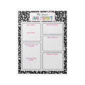 Personalized Substitute Teacher Report Note Notitieblok (Gedraaid)