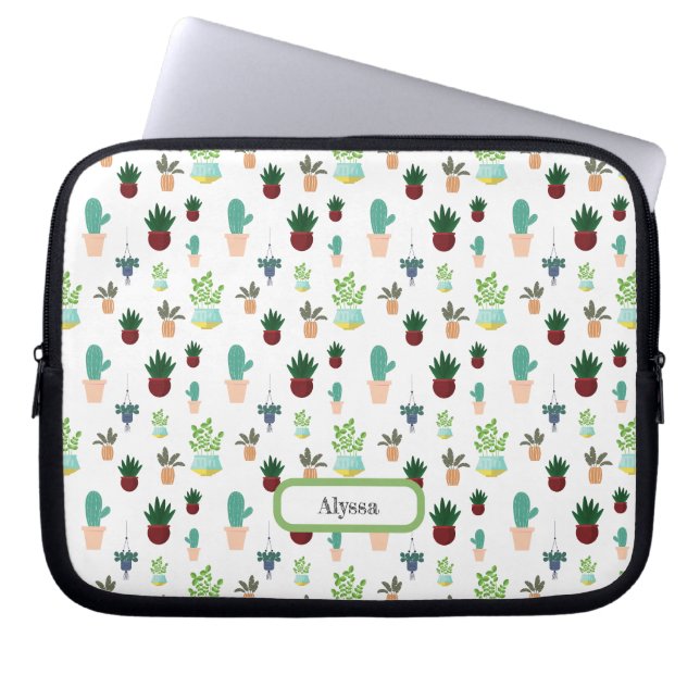 Personalized Succulent Cacti laptop sleeve (Voorkant)