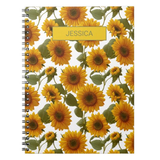 Personalized Sunflower Bloom Floral Pattern Custom Notitieboek (Voorkant)