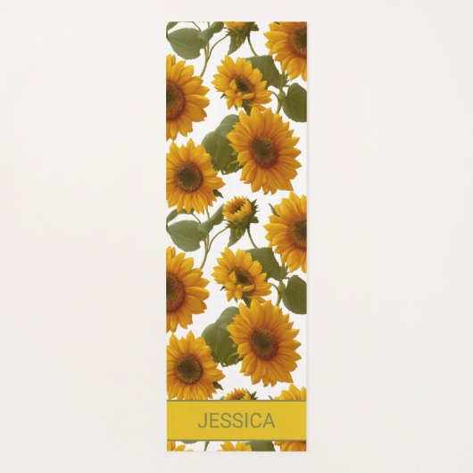 Personalized Sunflower Bloom Floral Pattern Custom Yogamat (Voorkant)