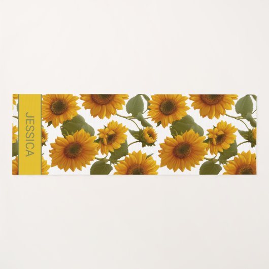 Personalized Sunflower Bloom Floral Pattern Custom Yogamat (Voorkant (horizontaal))