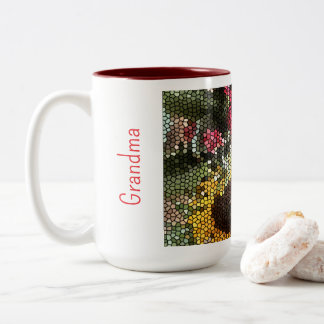 Personalized Sunflower Mosaic Cup Tweekleurige Koffiemok