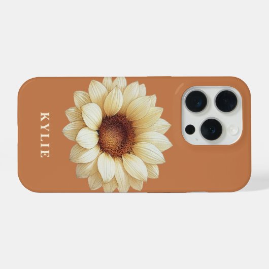 Personalized Sunflower Name Terra Cotta Phone Case (Verso Horizontal)