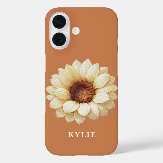 Personalized Sunflower Name Terra Cotta Phone Case (Achterkant)