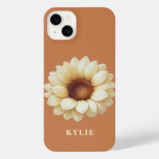 Personalized Sunflower Name Terra Cotta Phone Case (Verso)