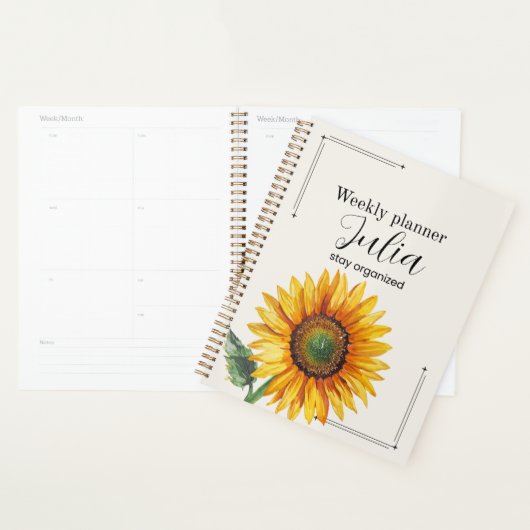 Personalized Sunflower Planner  (Devant avec enveloppe)