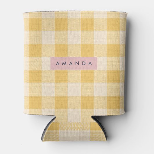 Personalized Sunny Yellow Gingham Plaid  Blikjeskoeler (Voorkant)