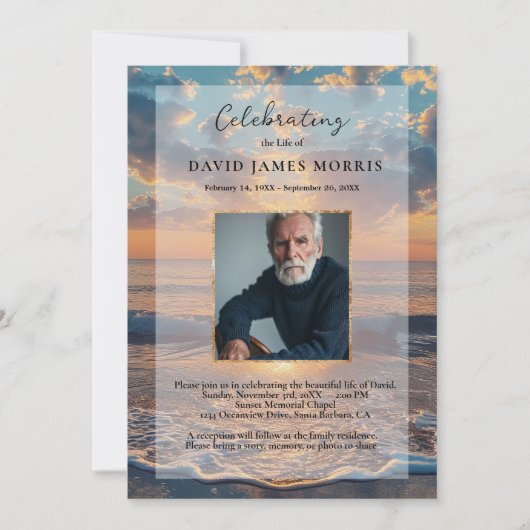 Personalized Sunset Funeral Invitation (Devant)