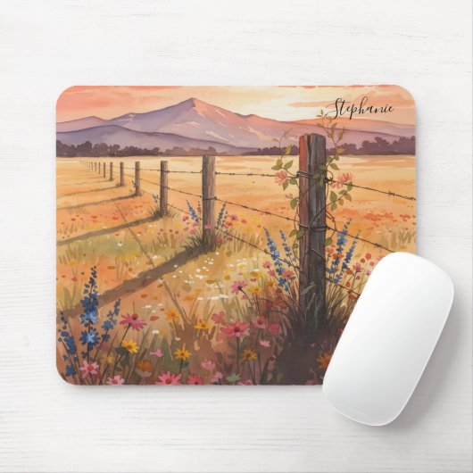 Personalized Sunset Wildflower Desk Muismat (Met muis)