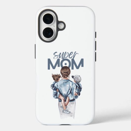 Personalized Super Mom with Son and Daughter Gift Case-Mate iPhone Case (Achterkant)