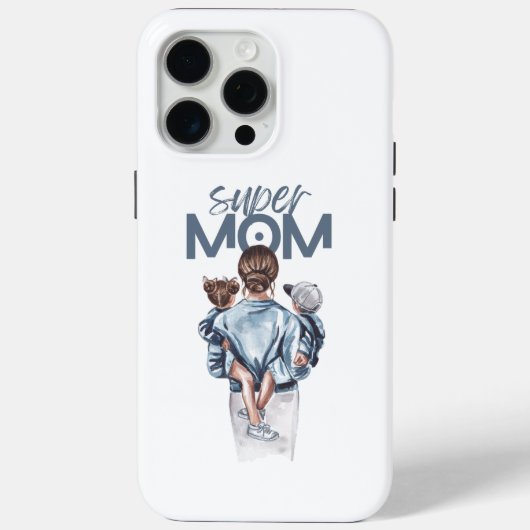Personalized Super Mom with Son and Daughter Gift Case-Mate iPhone Case (Achterkant)