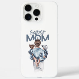 Personalized Super Mom with Son and Daughter Gift iPhone 16 Pro Max Hoesje