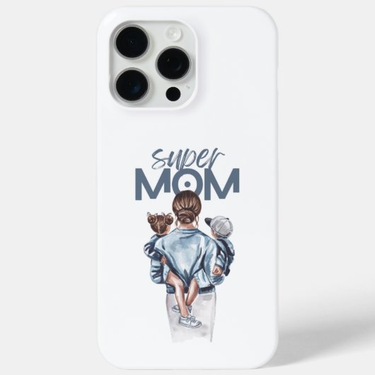 Personalized Super Mom with Son and Daughter Gift Case-Mate iPhone Case (Achterkant)