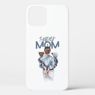 Personalized Super Mom with Son and Daughter Gift iPhone 12 Pro Hoesje
