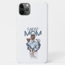 Personalized Super Mom with Son and Daughter Gift iPhone 11 Pro Max Hoesje