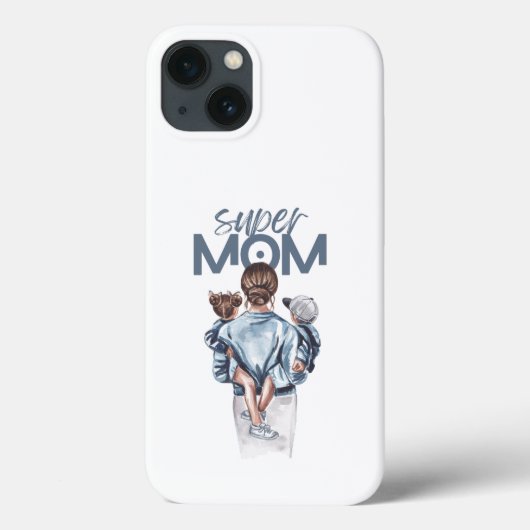 Personalized Super Mom with Son and Daughter Gift Case-Mate iPhone Case (Achterkant)