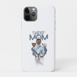 Personalized Super Mom with Son and Daughter Gift iPhone 11 Pro Hoesje