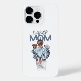 Personalized Super Mom with Son and Daughter Gift iPhone 14 Pro Max Hoesje