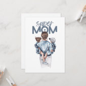 Personalized Super Mom with Son and Daughter Gift  Kaart (Voorkant / Achterkant in situ)