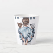 Personalized Super Mom with Son and Daughter Gift Latte Mok (Voorkant)