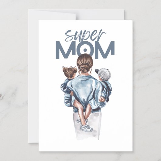 Personalized Super Mom with Son and Daughter Gift  Magnetische Uitnodiging (Voorkant)