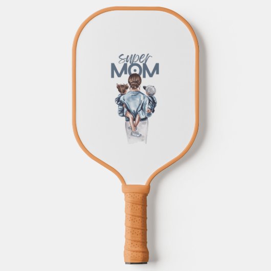 Personalized Super Mom with Son and Daughter Gift Pickleball Paddle (Voorkant)