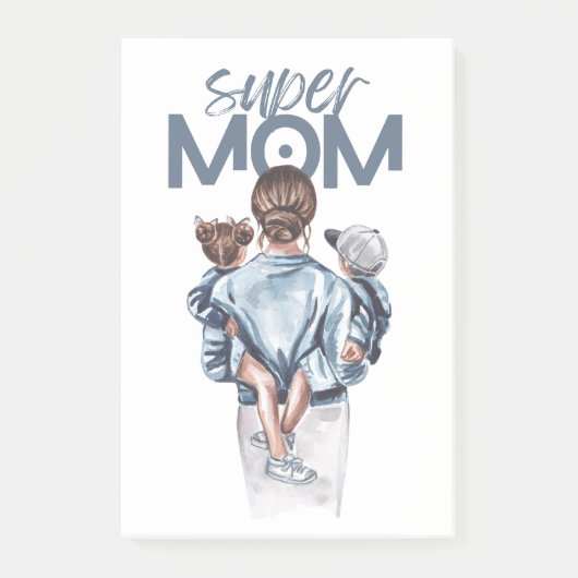 Personalized Super Mom with Son and Daughter Gift  Post-it® Notes (Voorkant)