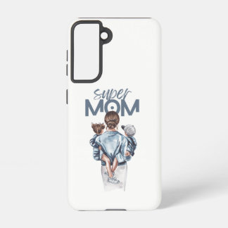 Personalized Super Mom with Son and Daughter Gift Samsung Galaxy Hoesje