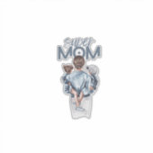 Personalized Super Mom with Son and Daughter Gift Sticker (Voorkant)