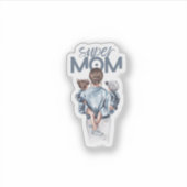 Personalized Super Mom with Son and Daughter Gift Sticker (Voorkant)
