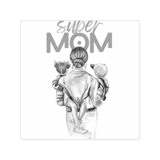 Personalized Super Mom with Son and Daughter Gift  Zelfinktende Stempel (Design)