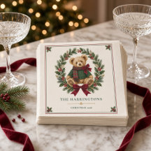 Personalized Tartan Teddy Bear Crest Christmas