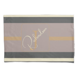 Personalized Taupe Gold Stripe Modern Neutral Chic Kussensloop