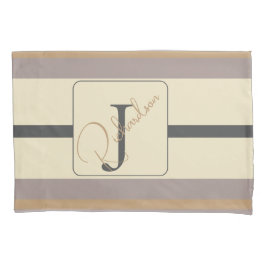 Personalized Taupe Gold Stripe Modern Neutral Chic Kussensloop