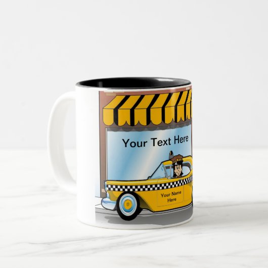 Personalized Taxi Cab Driver Two-Tone Coffee Mug (Devant gauche)