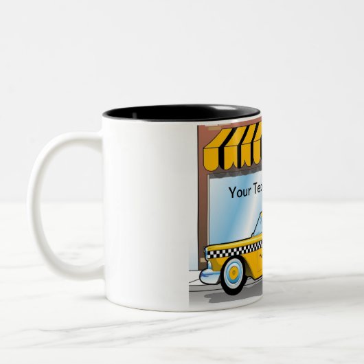 Personalized Taxi Cab Driver Two-Tone Coffee Mug (Gauche)