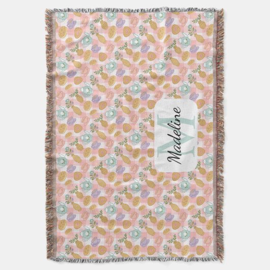 Personalized Tea & Baker Monogram Throw Blanket Deken (Voorkant Verticaal)