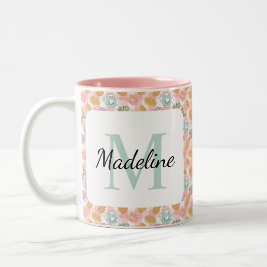 Personalized Tea Lover & Baker Monogram Name Mug (Gauche)
