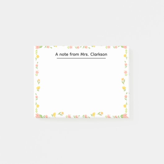 Personalized Teacher Appreciation Floral spring Post-it® Notes (Voorkant)