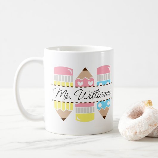 Personalized Teacher Name Teacher Appreciation Koffiemok (Met donut)
