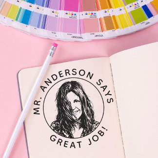 Personalized Teacher Stamp With Custom Photo Stamp Zelfinktende Stempel