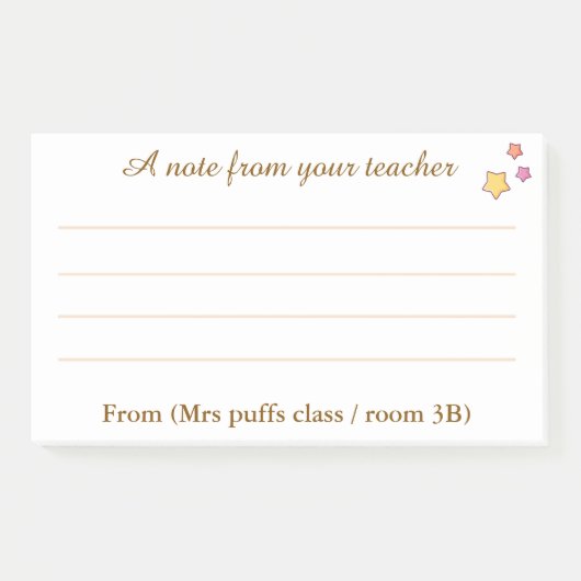 Personalized Teacher Sticky Note Pad (Voorkant)