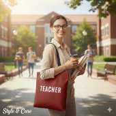 Personalized Teacher Text Statement Deep Red Draagtas