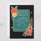 Personalized Teal & Coral Floral Invitation (Devant)