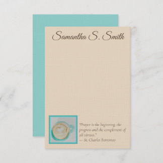 Personalized Teal Heart Coffee Cup Flat Note Card Kaart
