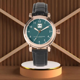 Personalized Teal Minimal custom name green Horloge