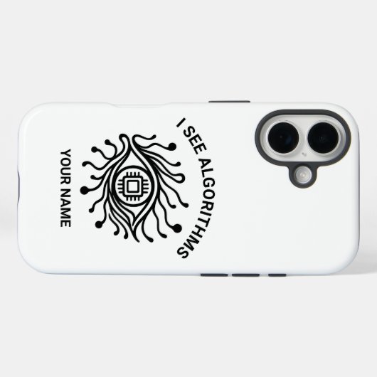 Personalized Tech iPhone Case with Custom Text (Achterkant (horizontaal))