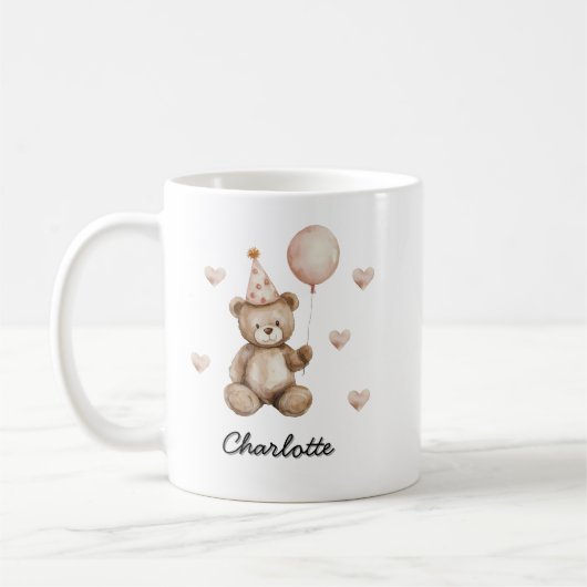 Personalized Teddy Bear Birthday Baby Mug  (Gauche)