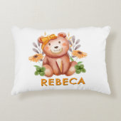 Personalized Teddy Bear Pillow for Girls - A Cuddl Accent Kussen (Voorkant)