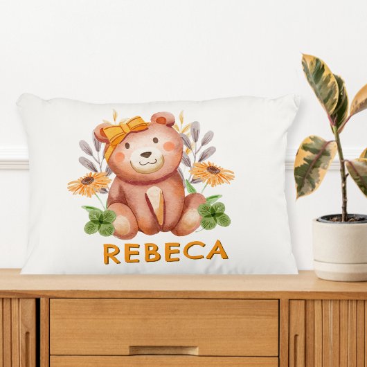 Personalized Teddy Bear Pillow for Girls - A Cuddl Accent Kussen